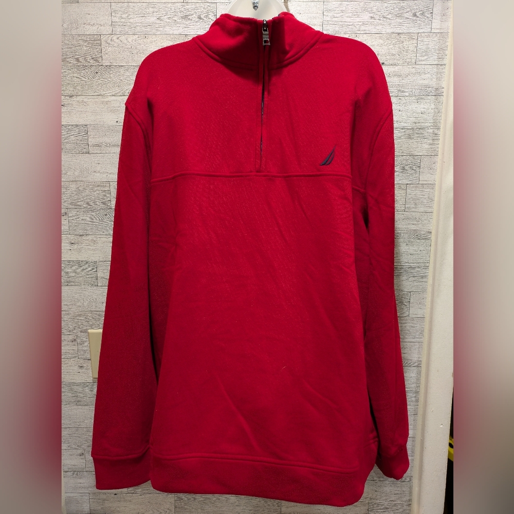 Nautica Men's Bold Red Zip-Up Sweater Size XL NWT